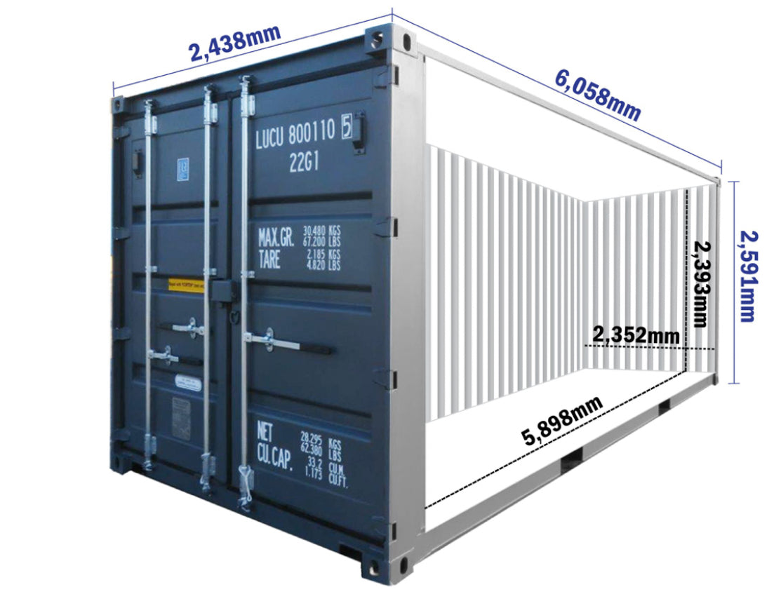 20ft New Shipping Container Blue RAL5010